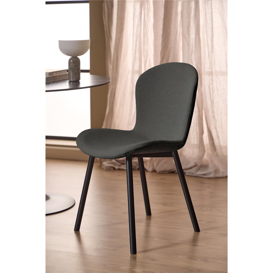 Dining chair Asra, set of 2 pcs, dark grey, H86x50x58cm, seat height 47cm