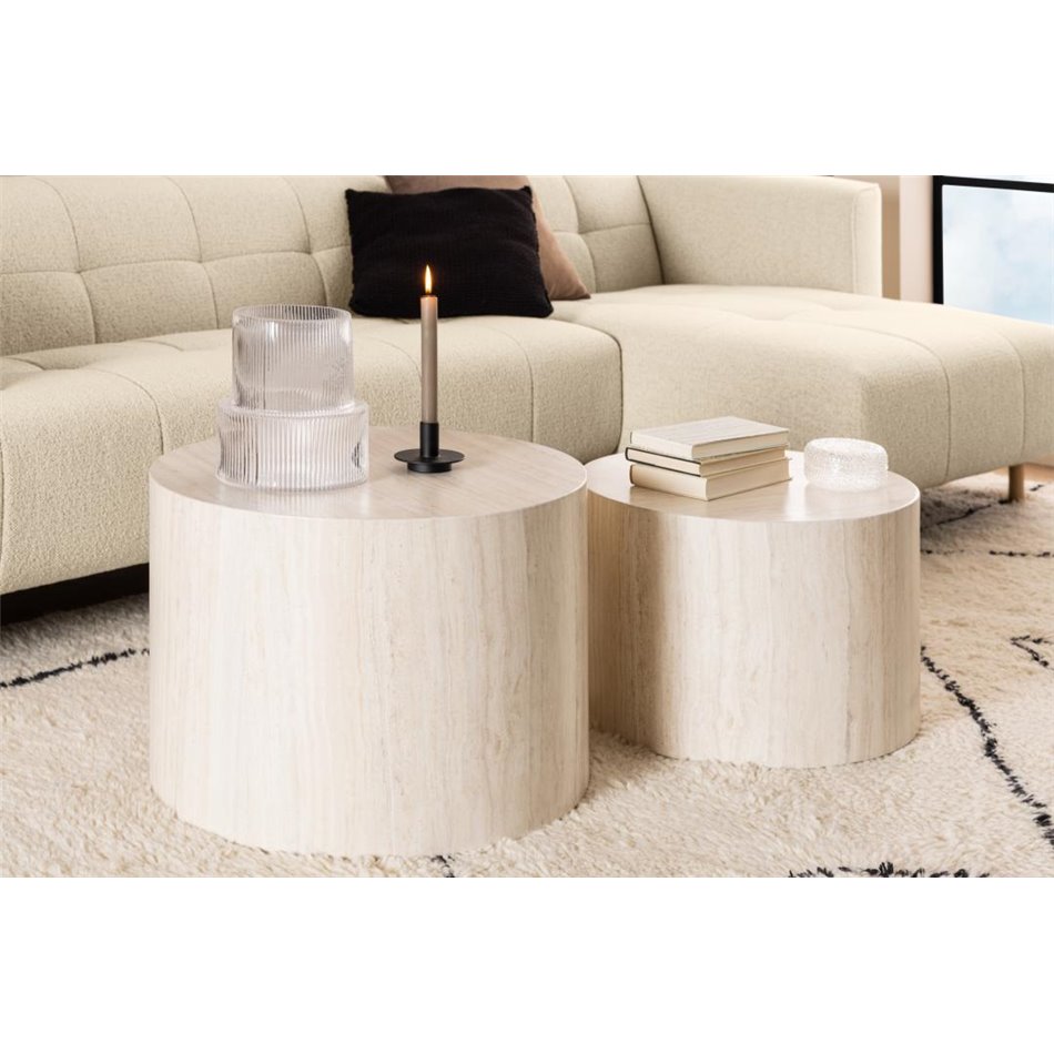 Coffee table set Aice, beige, H40xD58cm 