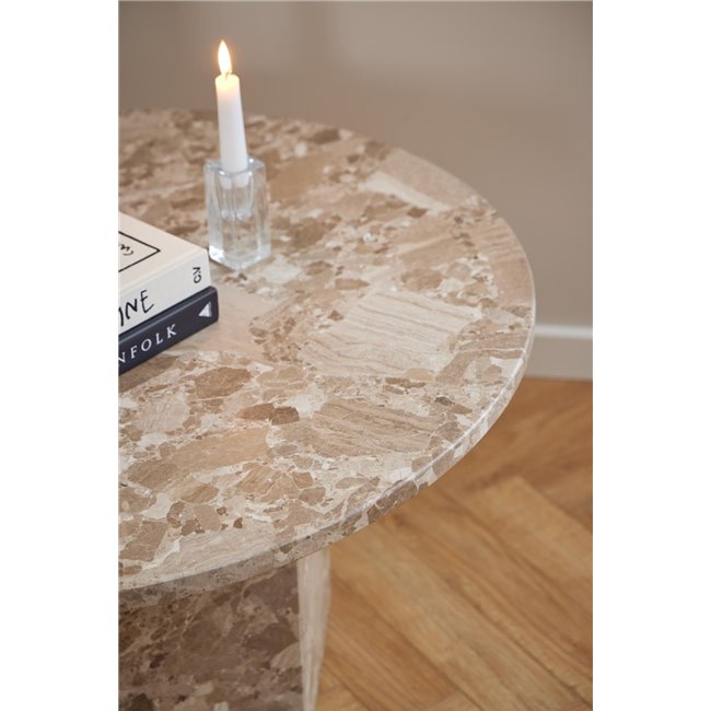 Coffee table Axos, beige marble, H42xD80cm 