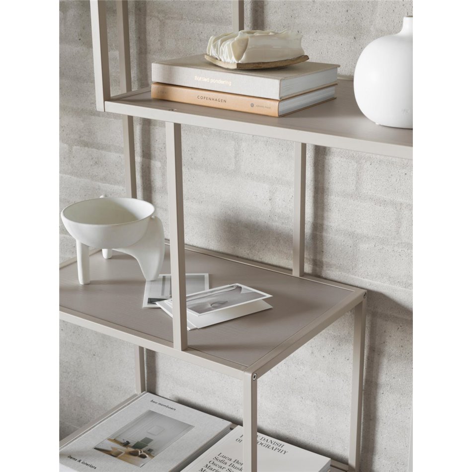 Bookcase Seaford, light grey/beige, H185x77x35cm 