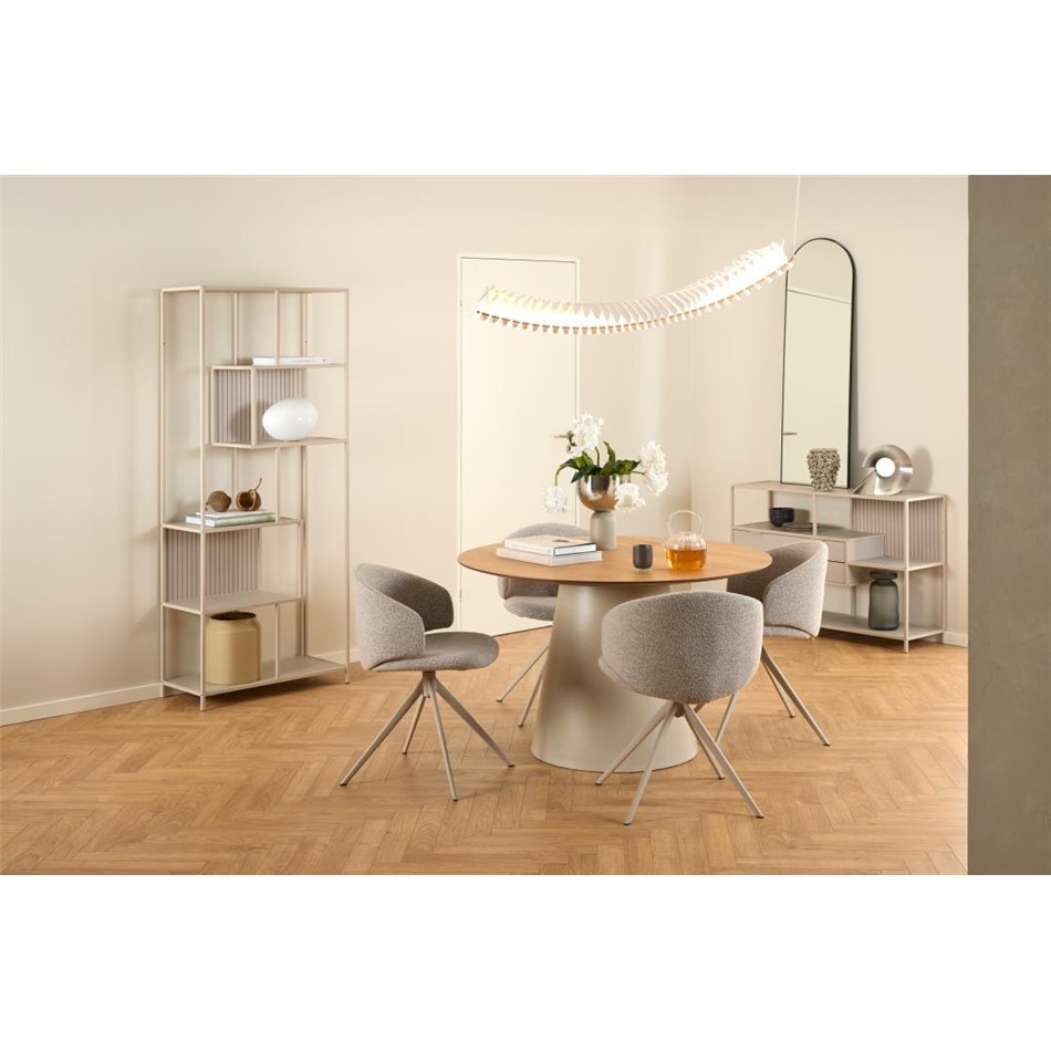 Bookcase Seaford, light grey/beige, H185x77x35cm 