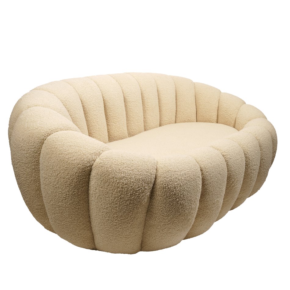 Double armchair Delazo, cream color, H65x149x93cm seat height 41cm