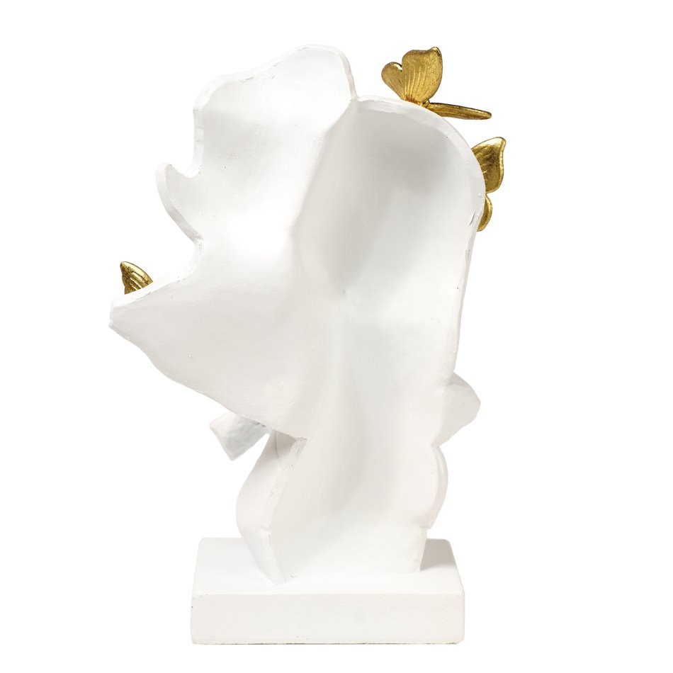 Deco figurine Love, white/gold color, H21.5x15x13.5cm