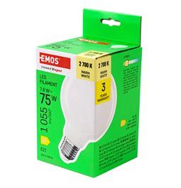 LED lemputė šiltai balta, E27 7.8W, 1055lm, 2700K, H14x9.5x9.5cm