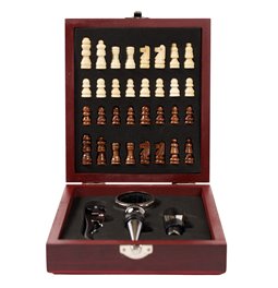 Wine set of 4, with chess board and pieces, H4.5x16.7x14.7cm
