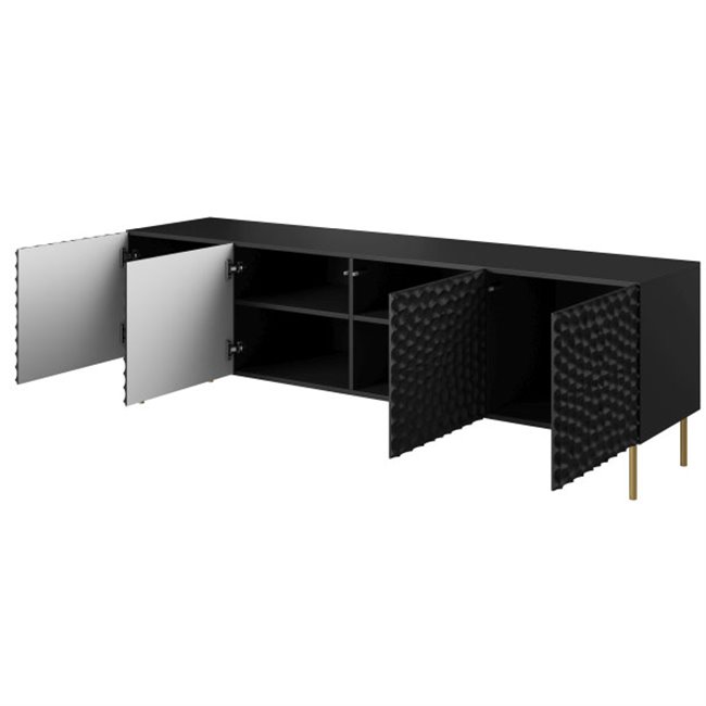 TV table Hole, black, metal/chipboard, 190x40.5cm, H59.5cm 