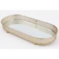 Tray with mirror S, metal, gold colour, 28x13.5x4cm