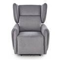 Electric recliner Helato, grey, polyester/metal/wood, H109-95x83x91-161cm, seat height 48-53cm