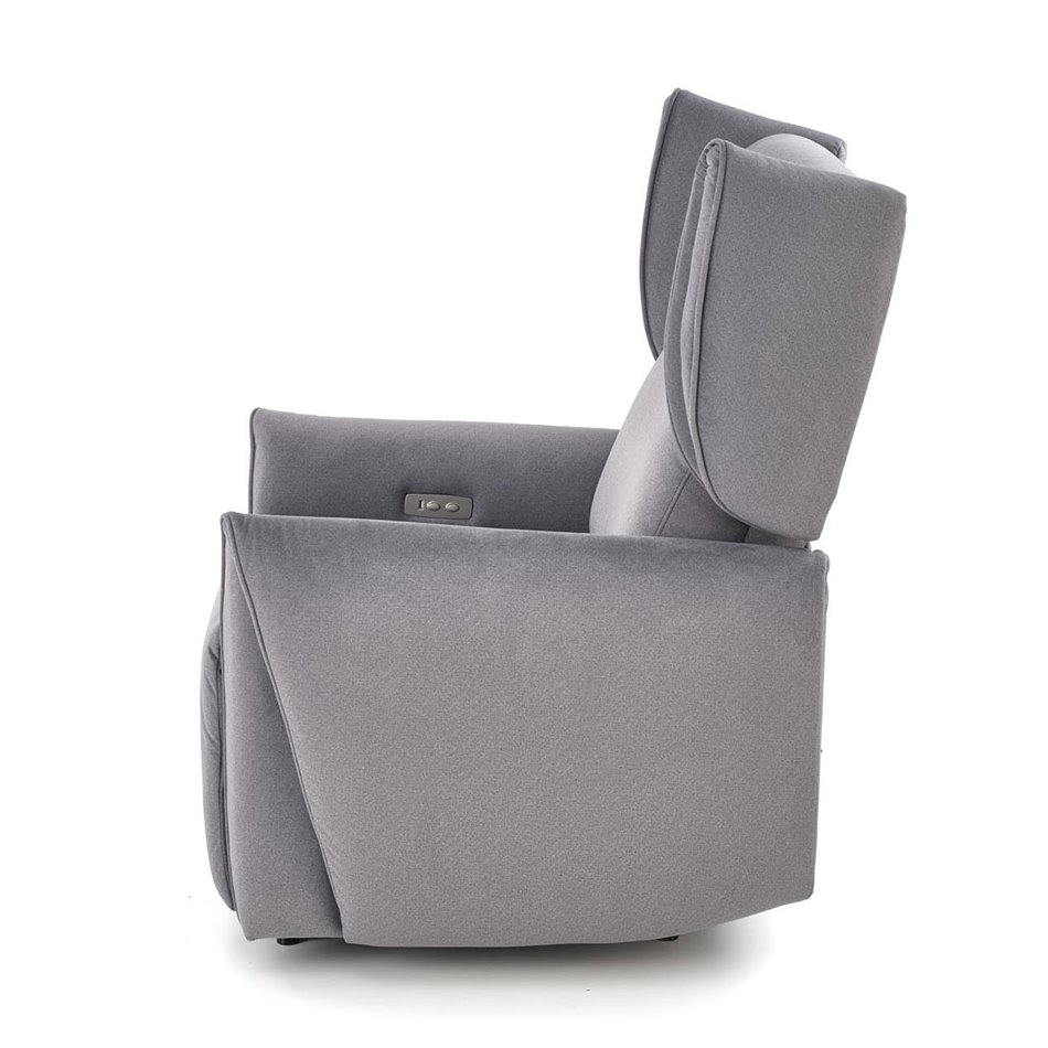 Electric recliner Helato, grey, polyester/metal/wood, H109-95x83x91-161cm, seat height 48-53cm