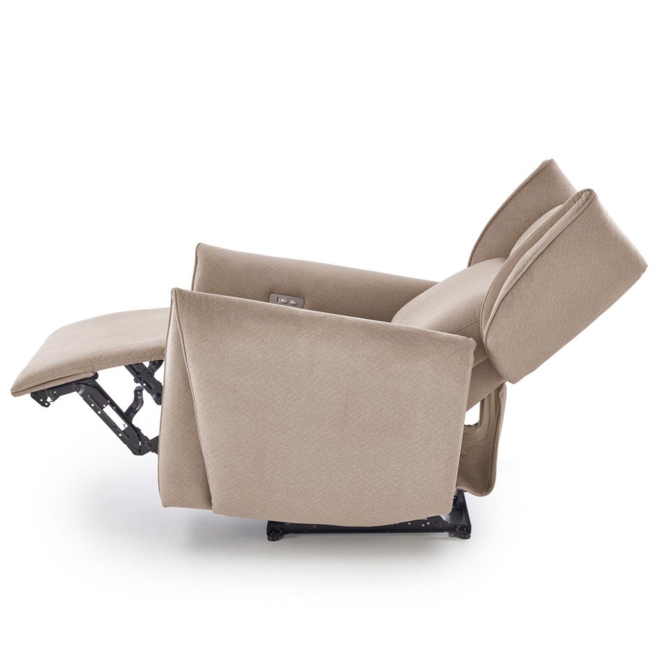Electric recliner Helato, beige, polyester/metal/wood, H109-95x83x91-161cm, seat height 48-53cm