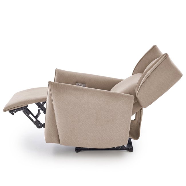 Electric recliner Helato, beige, polyester/metal/wood, H109-95x83x91-161cm, seat height 48-53cm