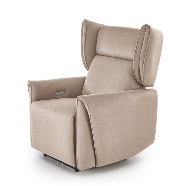 Electric recliner Helato, beige, polyester/metal/wood, H109-95x83x91-161cm, seat height 48-53cm