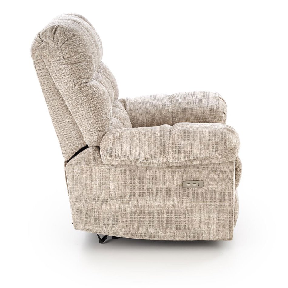 Electric recliner Hamore, beige, polyester/metal/wood, H86-100x105x100-168cm, seat height 50-55cm