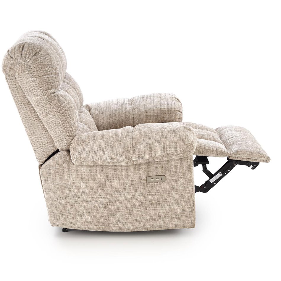 Electric recliner Hamore, beige, polyester/metal/wood, H86-100x105x100-168cm, seat height 50-55cm