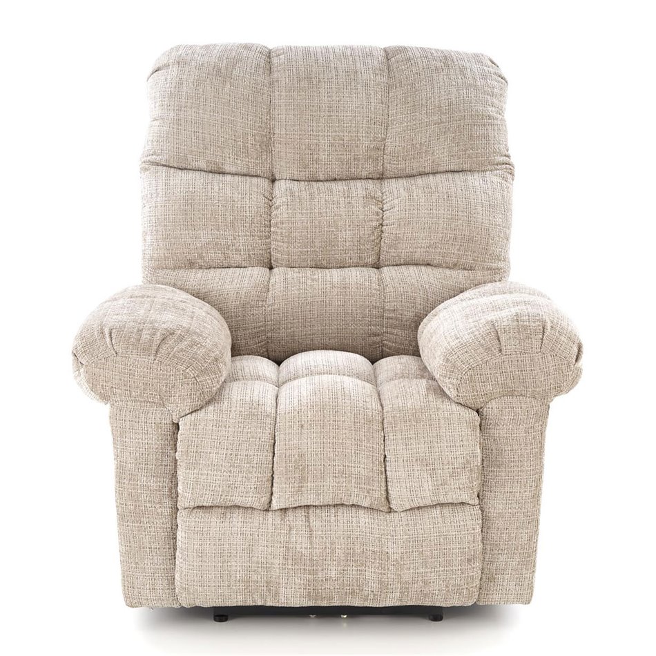 Electric recliner Hamore, beige, polyester/metal/wood, H86-100x105x100-168cm, seat height 50-55cm