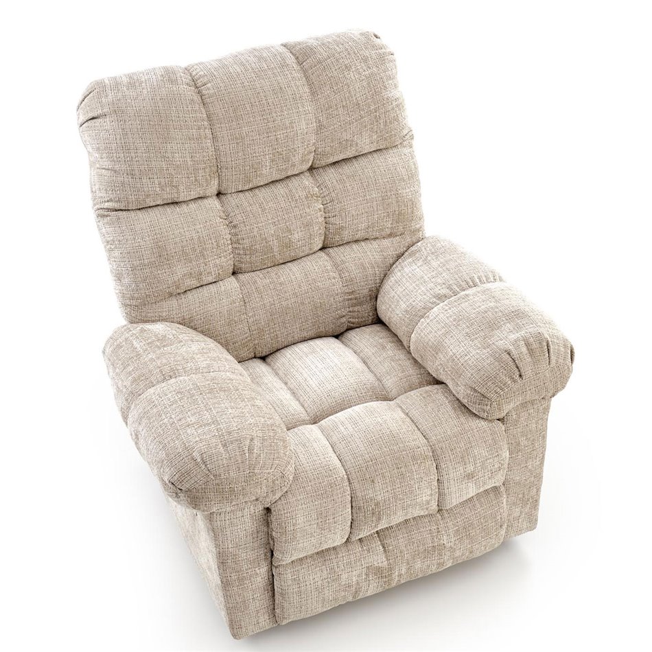 Electric recliner Hamore, beige, polyester/metal/wood, H86-100x105x100-168cm, seat height 50-55cm