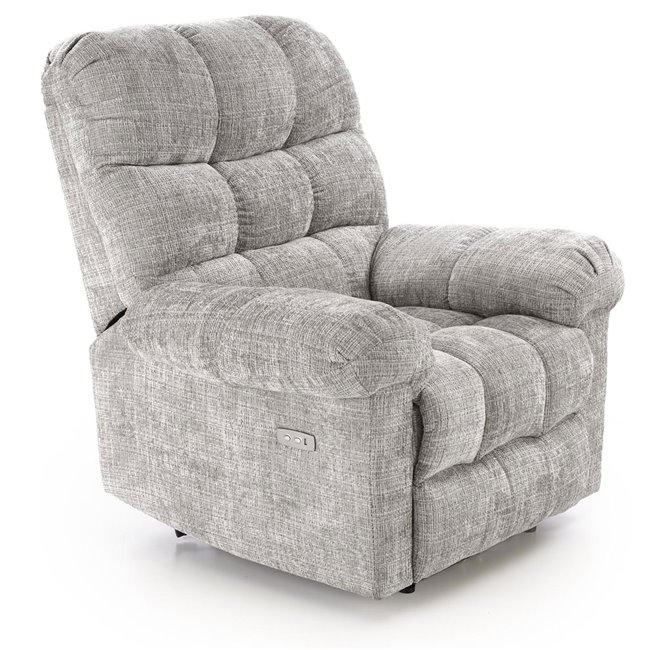 Electric recliner Hamore, grey, polyester/metal/wood, H86-100x105x100-168cm, seat height 50-55cm