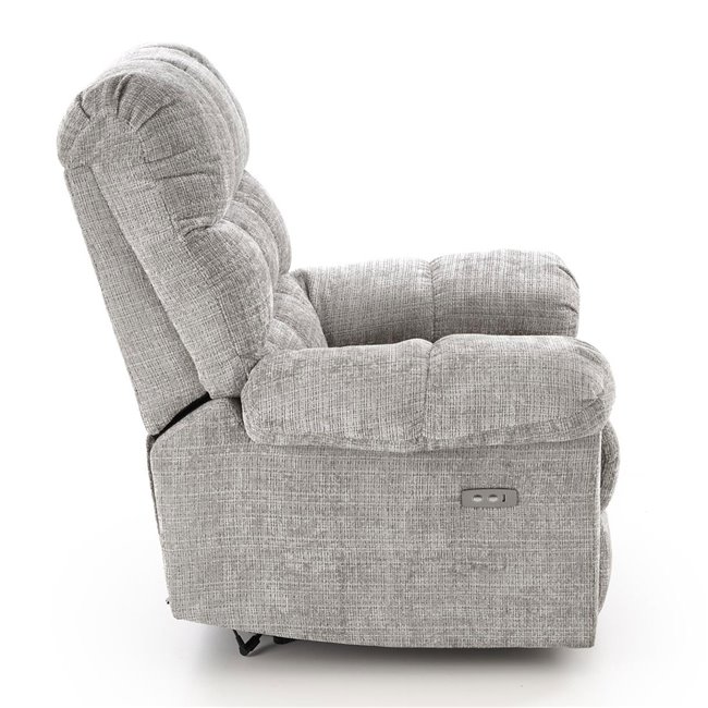 Electric recliner Hamore, grey, polyester/metal/wood, H86-100x105x100-168cm, seat height 50-55cm