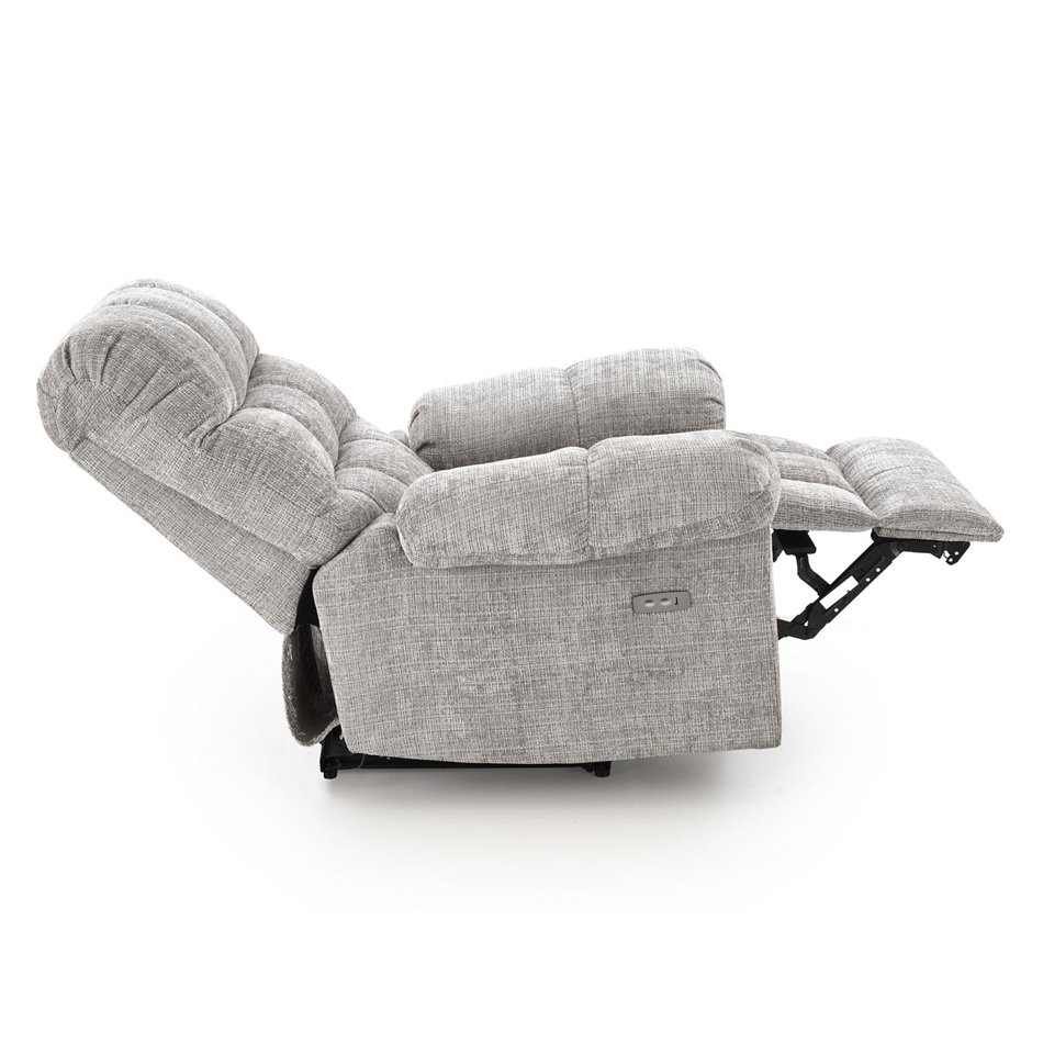 Electric recliner Hamore, grey, polyester/metal/wood, H86-100x105x100-168cm, seat height 50-55cm