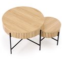 Coffee table set with storage space Hante, natural/black, H50x D67cm, H40x D36cm 