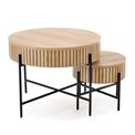 Coffee table set with storage space Hante, natural/black, H50x D67cm, H40x D36cm 