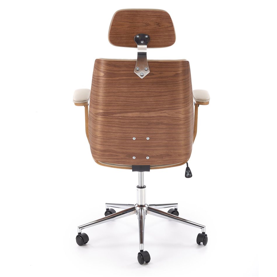 Office chair Himber, walnut/beige color, eco leather, H114-122x72x68cm, seat height 46-54cm