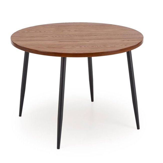 Dining table Harry, walnut/black color, steel/melamine/MDF, D105cm, H75cm 