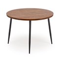 Dining table Harry, walnut/black color, steel/melamine/MDF, D105cm, H75cm 