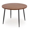 Dining table Harry, walnut/black color, steel/melamine/MDF, D105cm, H75cm 