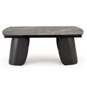 Extendable dining table Horum, black, sintered stone/steel, 180-260x90cm H76cm 