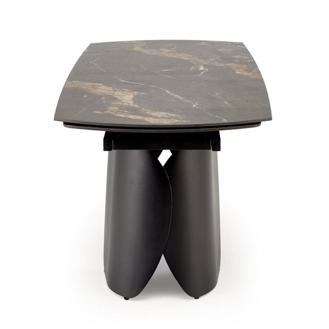 Extendable dining table Horum, black, sintered stone/steel, 180-260x90cm H76cm 