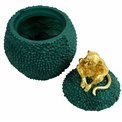 Deco figurine box with lid Monkey, green/gold color, H29.5cm, D20cm