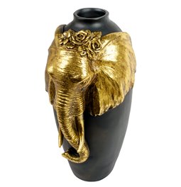 Декоративная ваза Elephant, черный/золотой цвет, H38x22x20cm