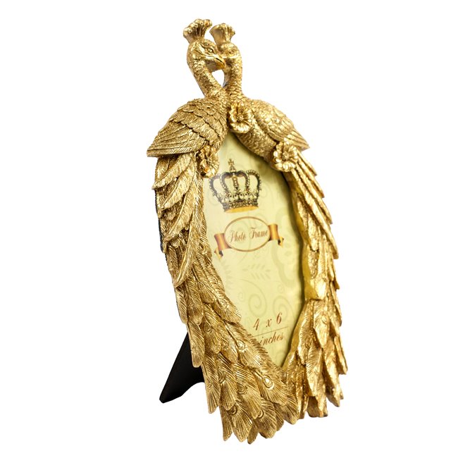 Photo frame Peacocks, gold color, 10x15cm