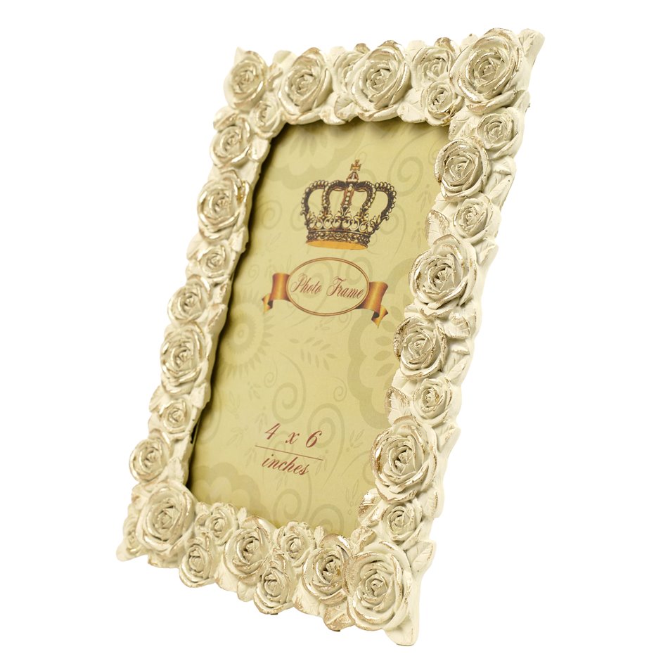 Photo frame Roses, cream/gold color, 10x15cm