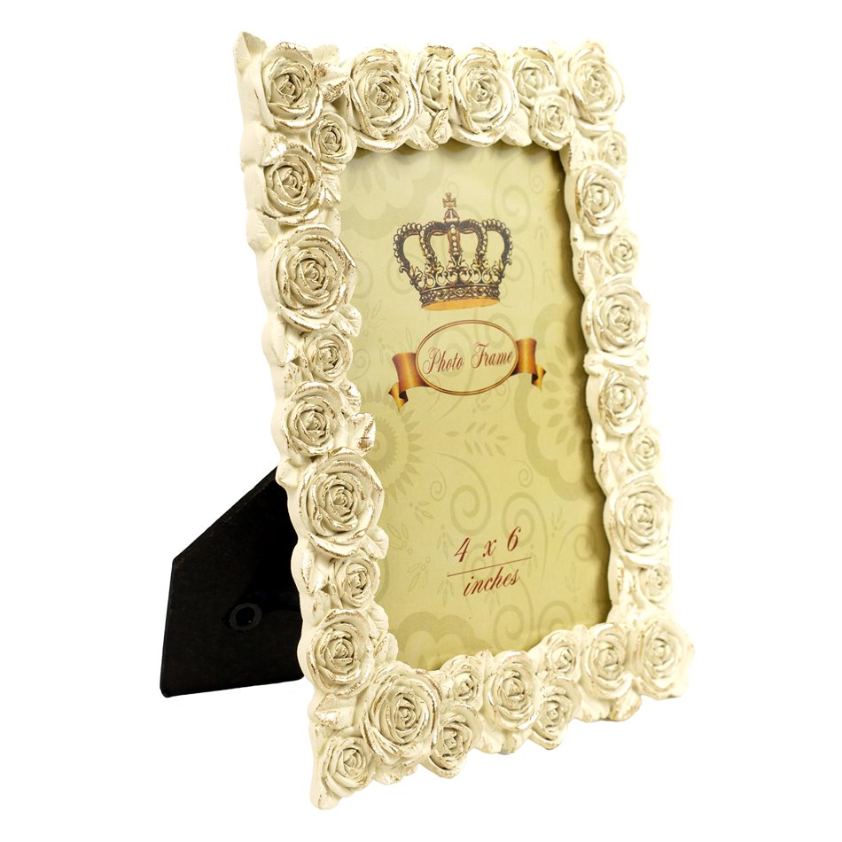 Photo frame Roses, cream/gold color, 10x15cm
