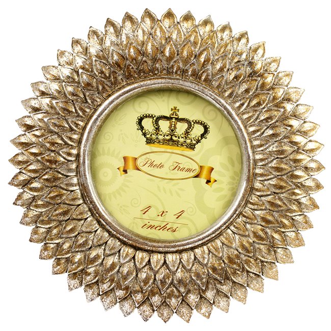 Photo frame Sun, gold color, 10x10cm