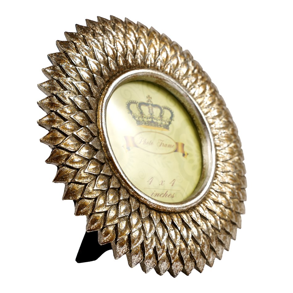 Photo frame Sun, gold color, 10x10cm