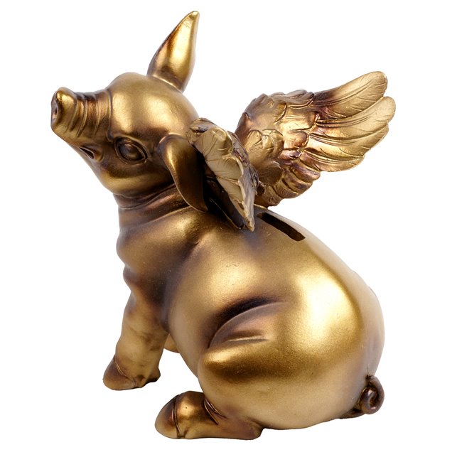 Money bank Pig Angel, bronze color, H19.8x15.8x24cm
