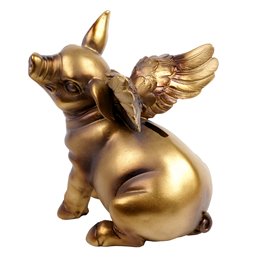Money bank Pig Angel, bronze color, H19.8x15.8x24cm