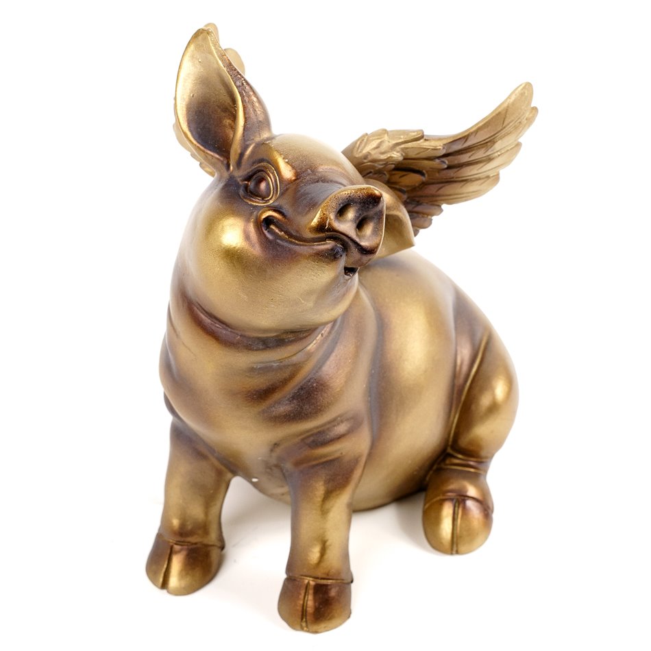 Money bank Pig Angel, bronze color, H19.8x15.8x24cm