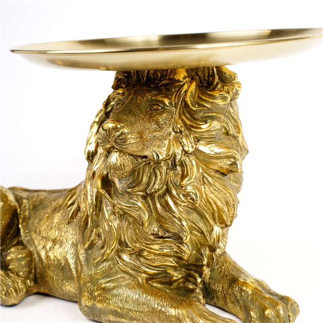 Decorative figure Lion with tray, gold color, H26x41.5x22cm
