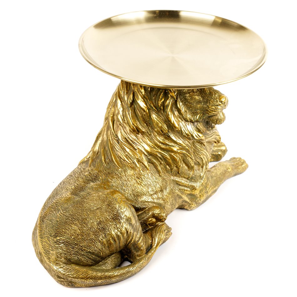 Decorative figure Lion with tray, gold color, H26x41.5x22cm