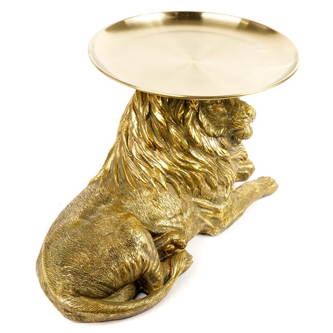Decorative figure Lion with tray, gold color, H26x41.5x22cm