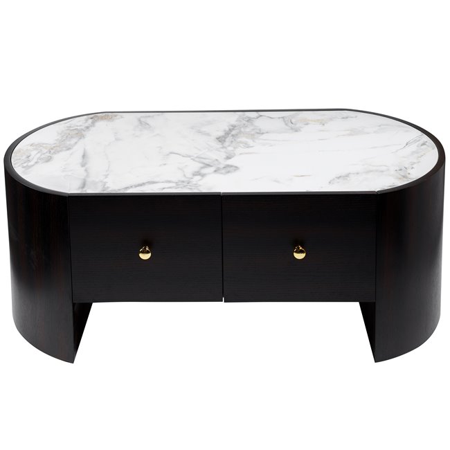 Coffee table Romanna COFF, 12mm sintered stone/oak veneer, H45x120x60cm