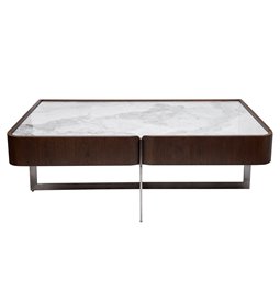 Cofee table Rondola COFF, sintered stone/ash venner/metal, H45x130x70cm