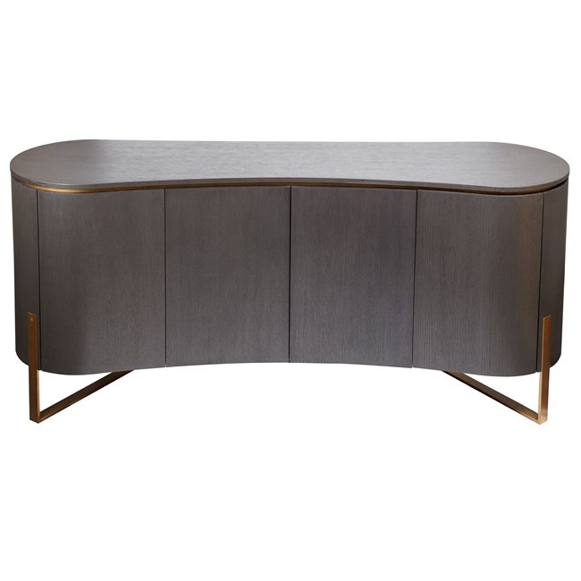 Sideboard Ramma SB, oak veneer/metal, gray/gold color, H80x180x48cm