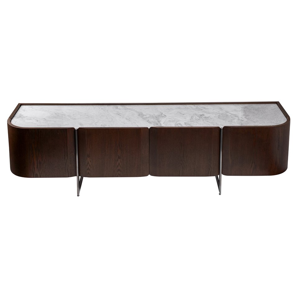 TV stand Rondola TV, sintered stone/ash veneer/metal, H50x180x42cm