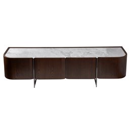 TV stand Rondola TV, sintered stone/ash veneer/metal, H50x180x42cm