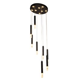 Pendant lamp Sellingen 8, transparent/black, H31-133cm, D40cm, LED 64W, 3000K